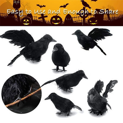 3/4/6Pcs Simulation Black Crow Animal Model Artificial Crow Black Bird Raven Home Decoration Party Prop Garden Decor 20x9x6cm