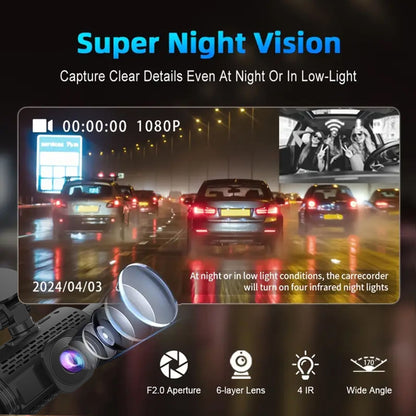 Câmera Veicular Filmadora 4 Canais Caixa Preta FHD 1080P Dianteira Esquerda Direita Traseira Visão Noturna Gravação em Loop adicionar Kit Hardwire