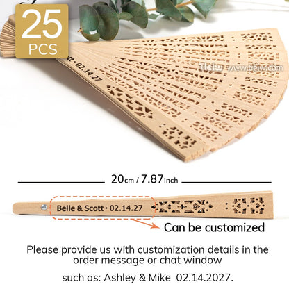 Custom Wedding Fans-Hand Fan For Bridal Shower Beach And Summer Wedding Favors-Personalized Rustic And Elegant Wooden Fan