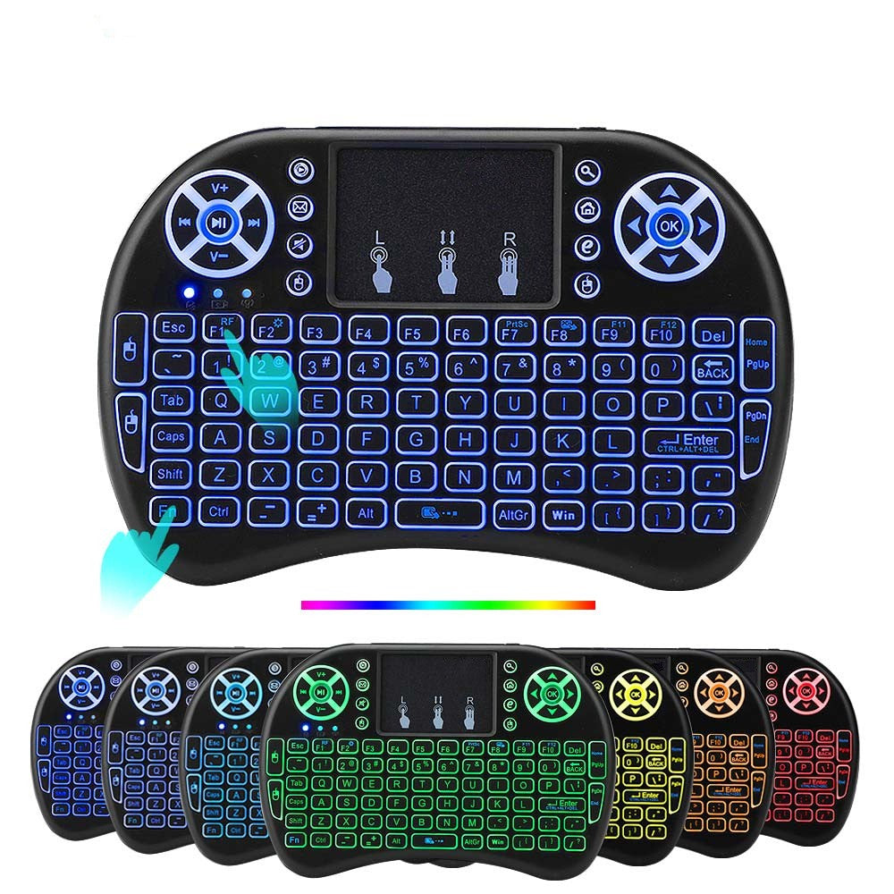 Backlit Mini Wireless Keyboard Spanish French Azerty Russian Portuguese Brazil Language Air Mouse With Touchpad N RGB PC TV Box