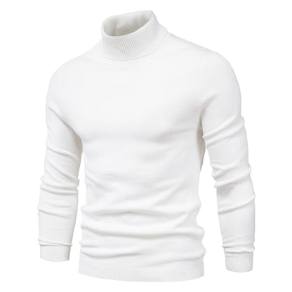 2021 New Winter Men Turtleneck Sweater Casual Solid Color Warm Pullover High Quality Slim High Neck Long Sleeve Sweater Men