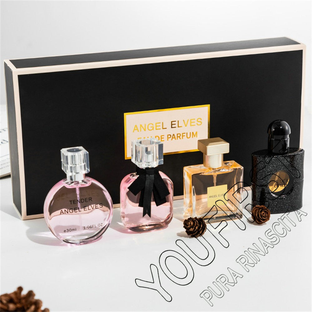 Perfume Feminino de Alta Qualidade 120ml Conjunto de 4 Peças Perfumes Femininos com Caixa de Presente Parfum Femme Spray de Fragrância Duradoura com Aroma Floral Frutado