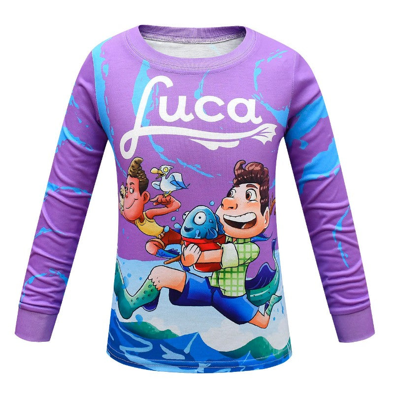 Pijama Infantil Disney Pixar Luca Desenho Animado Cosplay Roupa de Dormir Kawaii Pijama Luca Anime Manga Longa Roupa de Casa Pijama Infantil Presente
