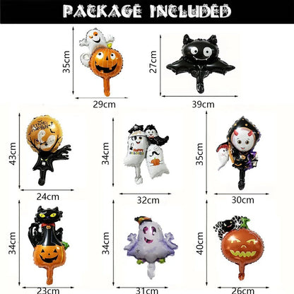 10/30/50pcs Mini Halloween Element Bat Ghost Pumpkin Spider Skull Foil Balloons Random Style Halloween Party Decoration Balloon