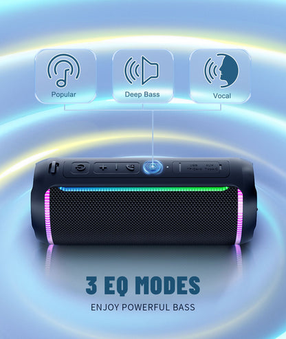 Ortizan X30 Caixa de Som Bluetooth Portátil Bluetooth 5.3 Caixa de Som Sem Fio com Som Estéreo Alto HD de 40W e Luzes RGB Coloridas AUX