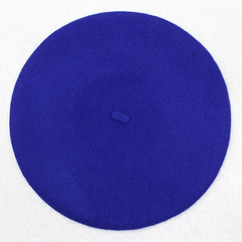 Boina de lã sintética quente de inverno feminina meninas artista francesa gorro chapéu vermelho preto roxo bege laranja Kawaii bonés de topo plano aquecedores