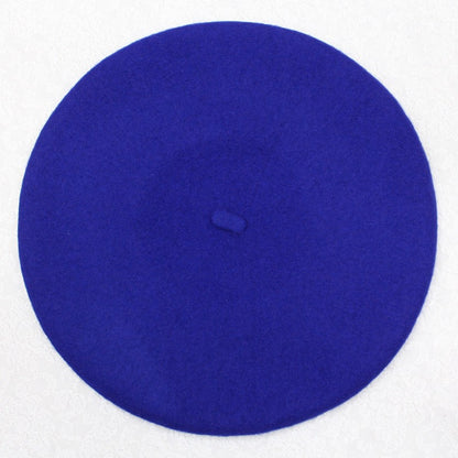 Boina de lã sintética quente de inverno feminina meninas artista francesa gorro chapéu vermelho preto roxo bege laranja Kawaii bonés de topo plano aquecedores