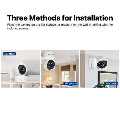 Câmera de Segurança Interna Vstarcam para Casa Cobertura 360° Visão Noturna Colorida Áudio Bidirecional Detecção de Movimento Zona Personalizável