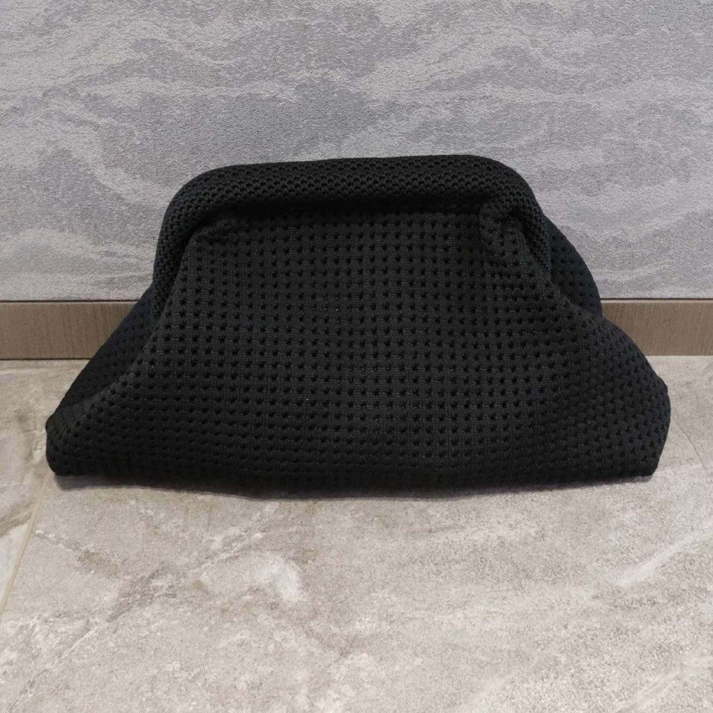 Summer Beach Clutch Bag Solid Color Small Crochet Handbag Knitting Dumpling Clutch for Women Casual Hollow Out Pouch