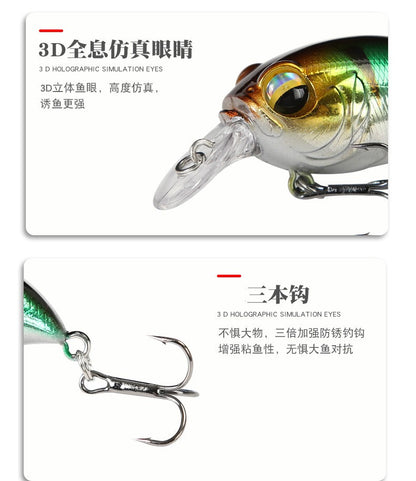 New Crankbait Wobblers Lure 38mm/8g 48mm/11g High Quality Hooks 10 Different Colors Artificial Bait Hard Fishing Cranks