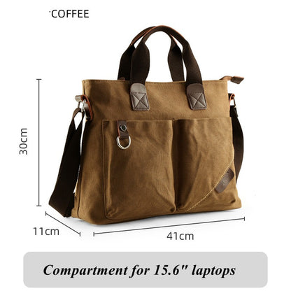 Men's Business Canvas Handbag Outdoor Crossbody Bag Men's Bag Shoulder Bag Student Casual Messenger Bag For Men Male Handbag