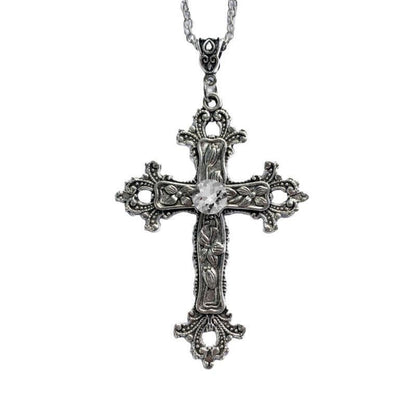 Gothic Cross Necklace For Women Men Punk Hollow Flower Cross Charms Choker Chain Vampires Pendant Jewelry Party Accessories Gift