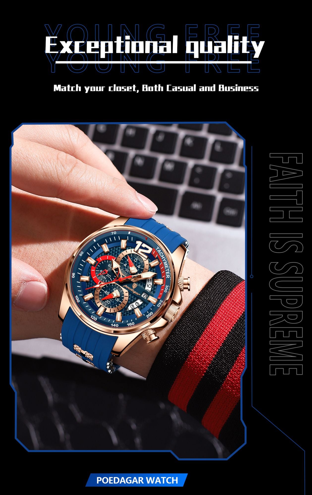 POEDAGAR Luxury Military Men Watch Calendar Chronograph Waterproof Luminous Man Wristwatch Fashion Silicone Quartz Men's Watches