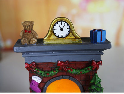Christmas Glowing Ornaments Santa Claus Snowman Fireplace Resin LED Night Light Christmas Decoration Holiday Kids Toys Gift