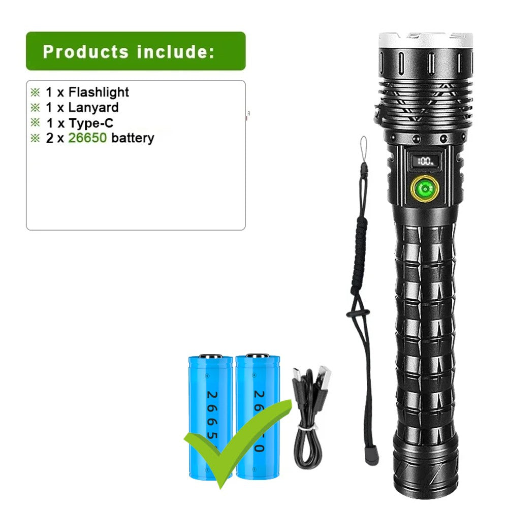 10000mAh High Power LED Flashlight Long Range 5000M Rechargeable Tactical Torch Ultra Powerful Outdoor Hand Lamp Camping Lantern