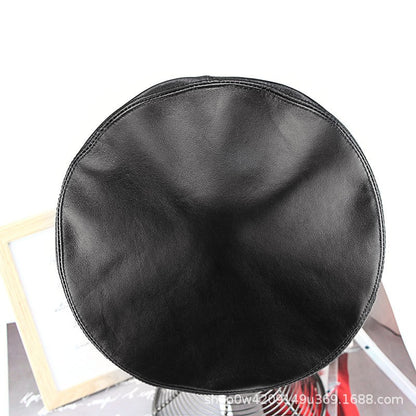 Autumn Winter Women's Genuine Sheep Leather Beret Vintage British Style Painter Hat Versatile Casual Real Leather Headwear