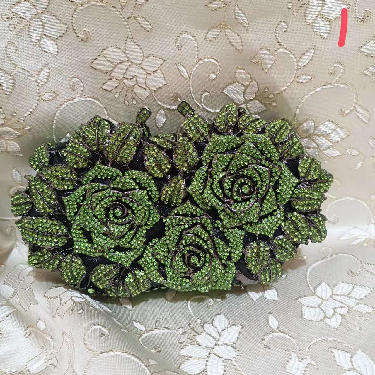 Golden Silver Luxury Crystals Evening Bags Fashion Rose Flower Diamonds Clutch Bags Soiree Purse Women Wedding Bride Handbags