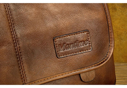 Leather shoulder bag men's messenger bag casual men's bag tide brand high-capacity leather messenger bag tooling backpack.