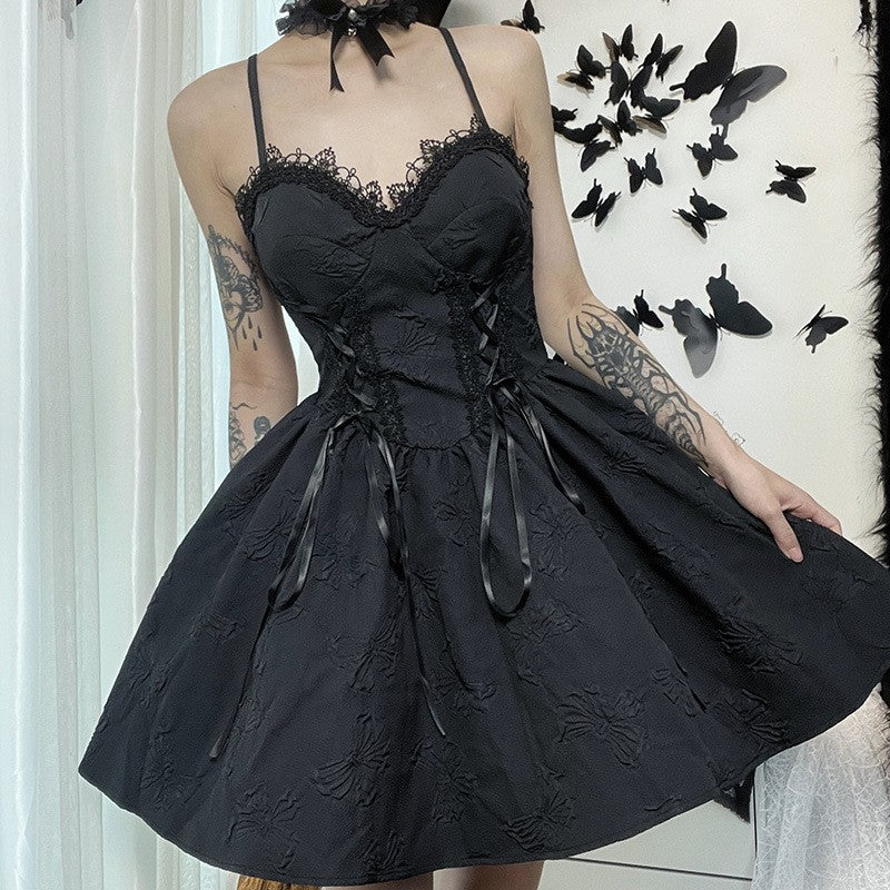 Dark Halloween Lace Dress Punk Trend Sexy Evening Dress Suspender Skirt For Women