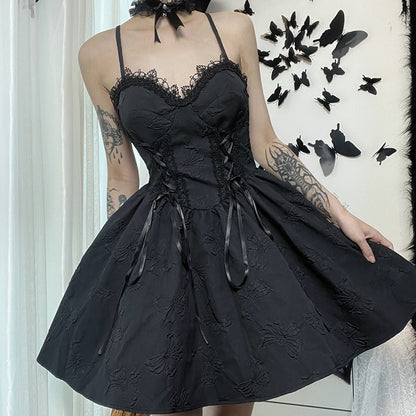 Dark Halloween Lace Dress Punk Trend Sexy Evening Dress Suspender Skirt For Women