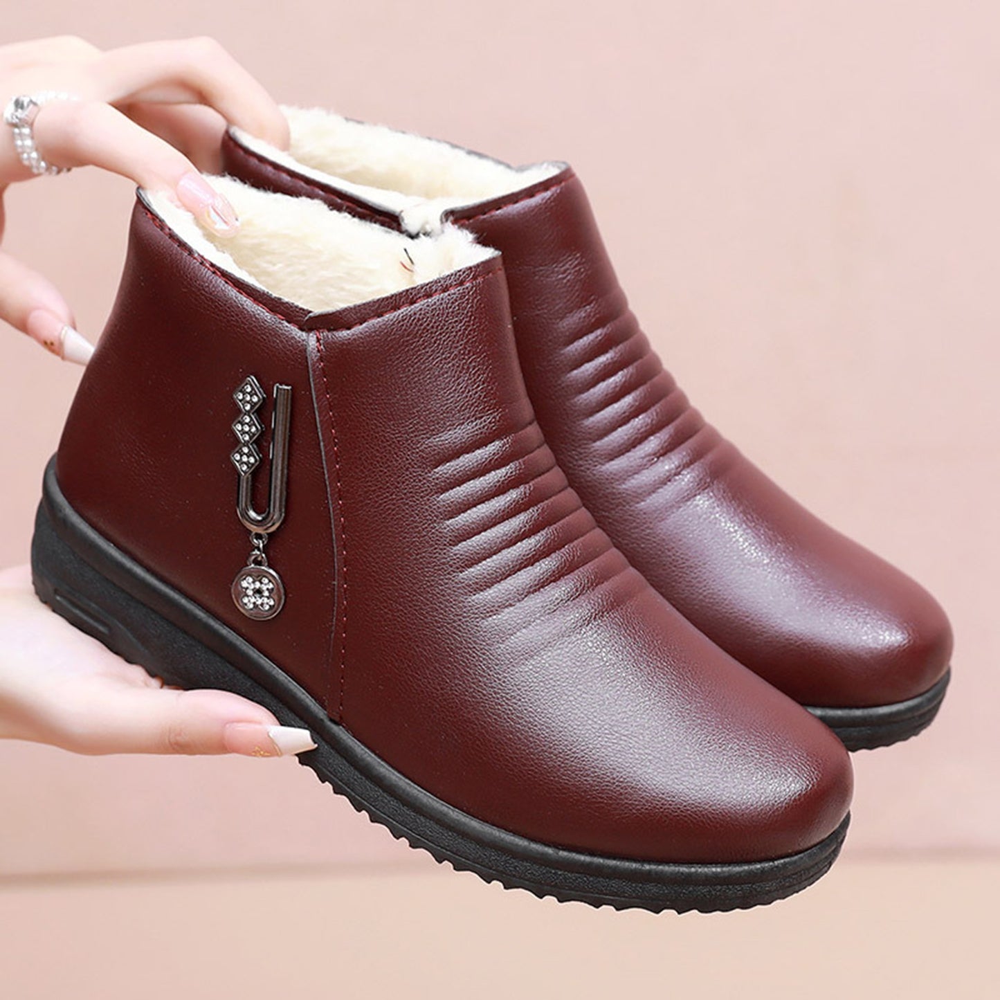 Women's Winter Warm Boot Waterproof Warm Ankle Booties Rain Boots for Halloween Thanksgiving Christmas Gifts