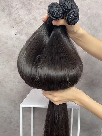 Cabelo Humano Liso Osso 30 32 Polegadas Pacotes 100% Não Processado Cru Remy 3 4 Pacotes Extensão Brasileira Trama Dupla à Máquina