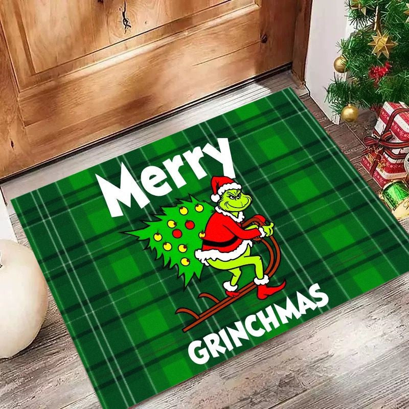 VIKAMA Christmas Green Frog Rug Entrance Hall, Living Room, Bedroom, Hallway Door Mat Soft Comfortable Floor Mat Home Decor