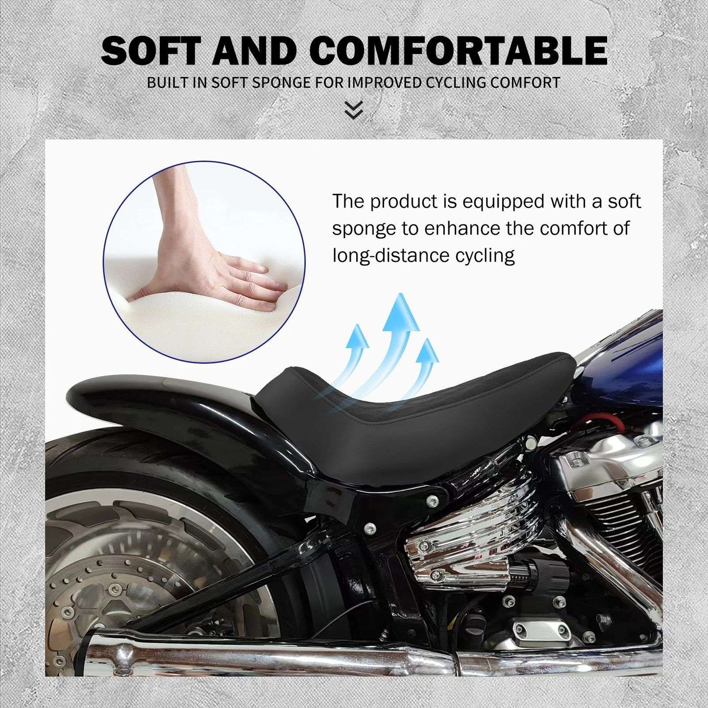 Banco Dianteiro Individual para Motocicleta com Almofada de Diamante Perfil Baixo para Harley Softail Fatboy Breakout FXBRS FXBR FLSTF 2018-2024