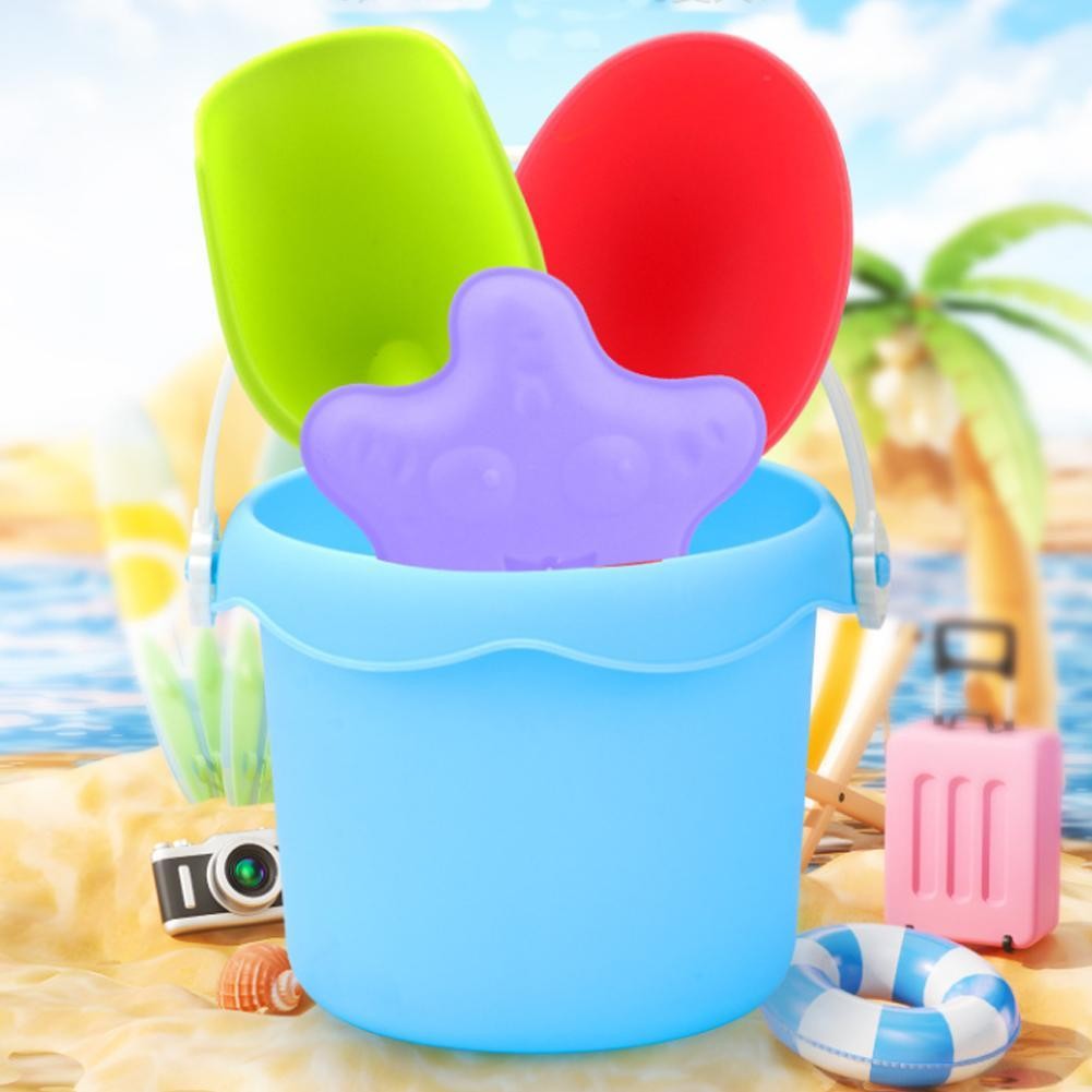 Beach Toy Set for Kids Plastic Sand Play Set with Bucket, Shovels, Molds Sea Creature Molds, Smooth Edges, Bright Colors
