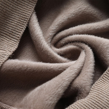 Men‘s Thermal Fleece High-neck Sweater Winter Turn-down Collar Fleece-lined Knitted Pullover Casual Keep Warm Thick Bottom Tops