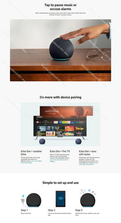 Novo Echo Dot (5ª Geração, Lançado) com Relógio | Smart Speaker com Relógio e Alexa