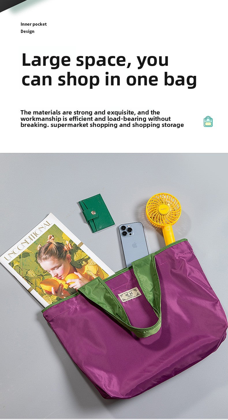 Large-sized drawstring eco-friendly supermarket shopping bag fashionable single-shoulder bag foldableportable handbag,waterproof