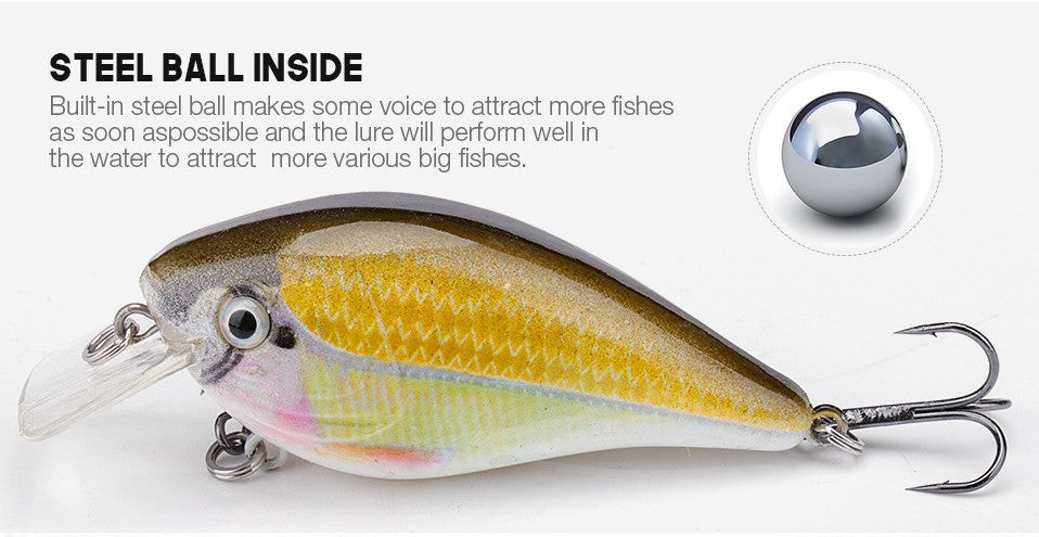 Iscas Artificiais Flutuantes VTAVTA 5cm/7cm Crankbaits para Pesca de Lucio e Robalo, Iscas Artificiais para Pesca, Material de Pesca
