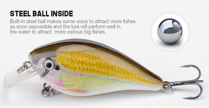 Iscas Artificiais Flutuantes VTAVTA 5cm/7cm Crankbaits para Pesca de Lucio e Robalo, Iscas Artificiais para Pesca, Material de Pesca