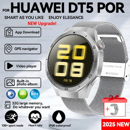 2025 New For HUAWEI GT 5 Pro 32Gb Memory SmartWatch AGPS Beidou Navigation Sapphire Screen HD Video Bluetooth Call SmartBracelet