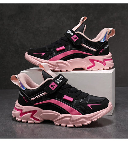 Girls Sneakers Lightweight Athletic Comfortable Shoes with Velcro Closure Kids Non-Slip Casual Walking Running Sports Shoes