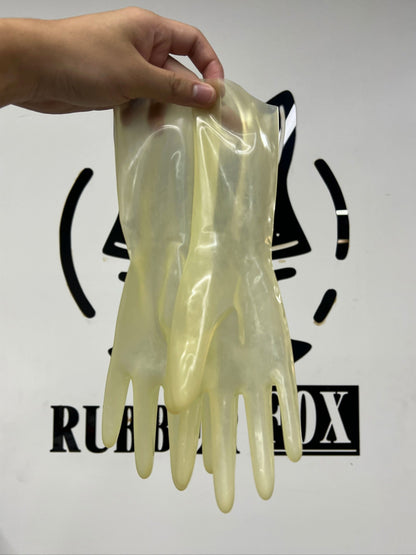 Transparent Lilac Rubber Short Gloves Elastic Snug Fit
