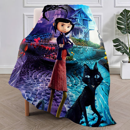 Cartoon C-Coraline Movie Blanket Plush Nap Sofa rug for Living Room Warm Office Bedroom Birthday Home Travel Kid Gifts