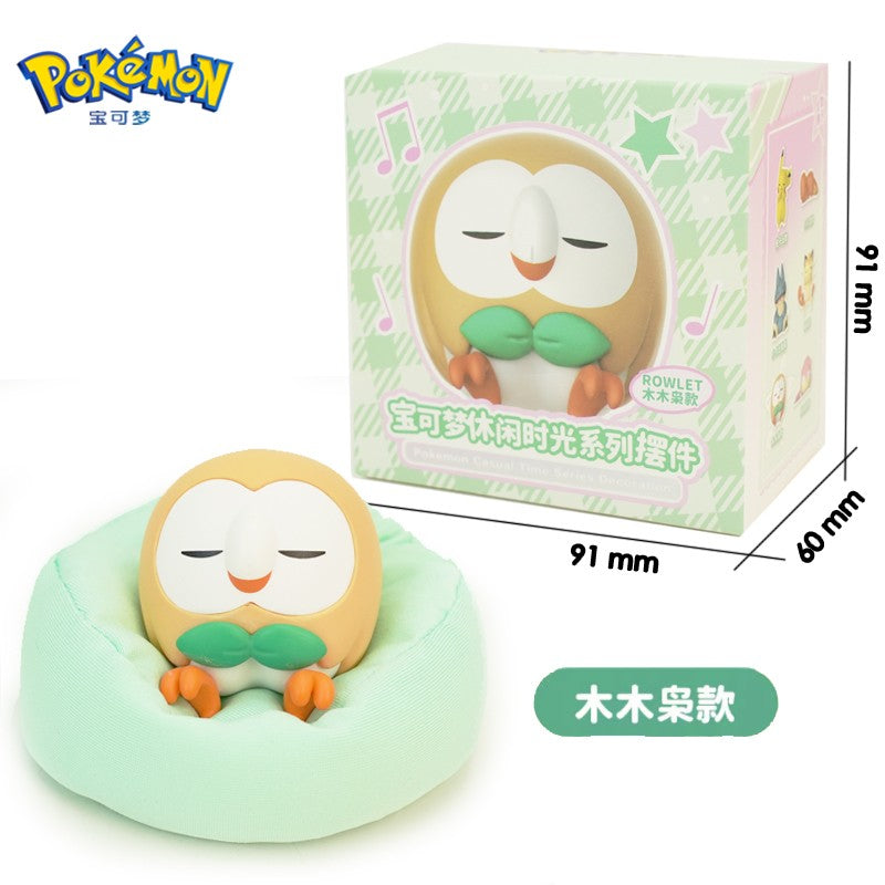 POKEMON Original Posição de Dormir Pikachu Charmander Slowpoke Meowth Rowlet Figuras Boneco de Ação Genuíno Brinquedo Presente