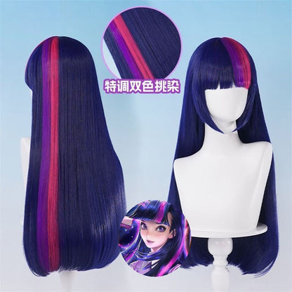 Pony Friends Twilight Sparkle Peruca Cosplay Ombre Cor Sintética Longa Reta Peruca Anime Coser Peruca de Alta Qualidade Festa de Halloween