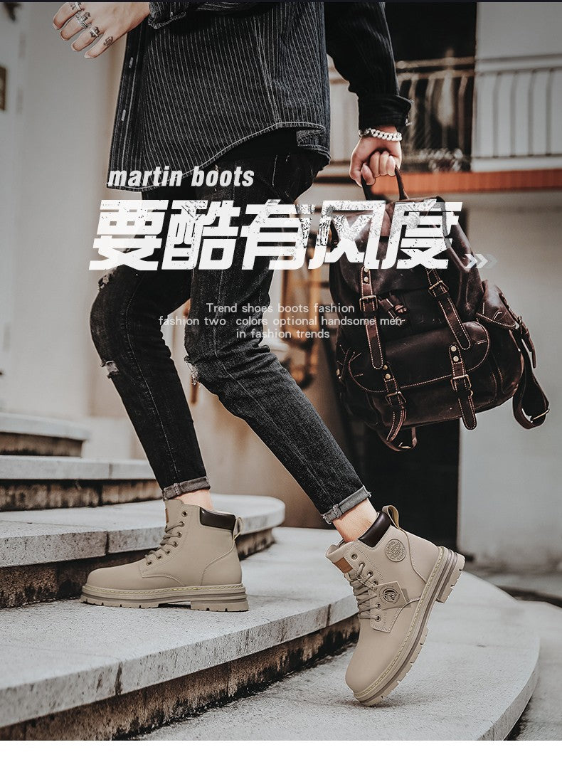 Botas Masculinas Grandes 48 Botas de Motocicleta Cano Curto Masculinas Impermeáveis para Caminhada Chelsea de Inverno Botas Retrô Confortáveis Botas Masculinas