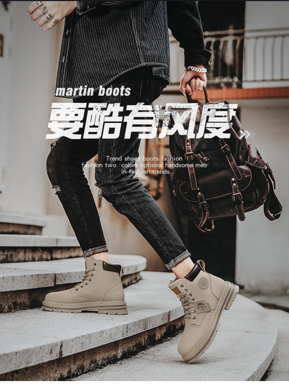 Botas Masculinas Grandes 48 Botas de Motocicleta Cano Curto Masculinas Impermeáveis para Caminhada Chelsea de Inverno Botas Retrô Confortáveis Botas Masculinas