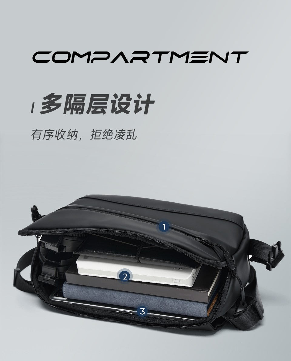 Septwolves Lightweight Men Shoulder Bag Leather Travel Messenger Bag 9.7-Inch Ipad Compartment Comfortable Widened Shoulder Pads