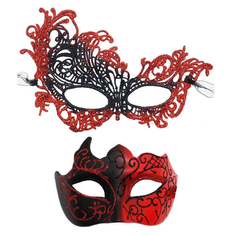2PCS/set Couple Masks Lace Women Mask Men Painted Half Face Mask Eye Mask Set Party Masquerade Wedding Decoration Costume Prom