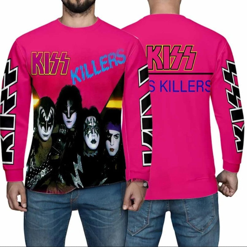 KISS BAND Tshirt Men Fashion Graphic T shirts 3D Printing Men's Clothing Breathable Simple Long Sleeve Hip Hop T-shirt Tops
