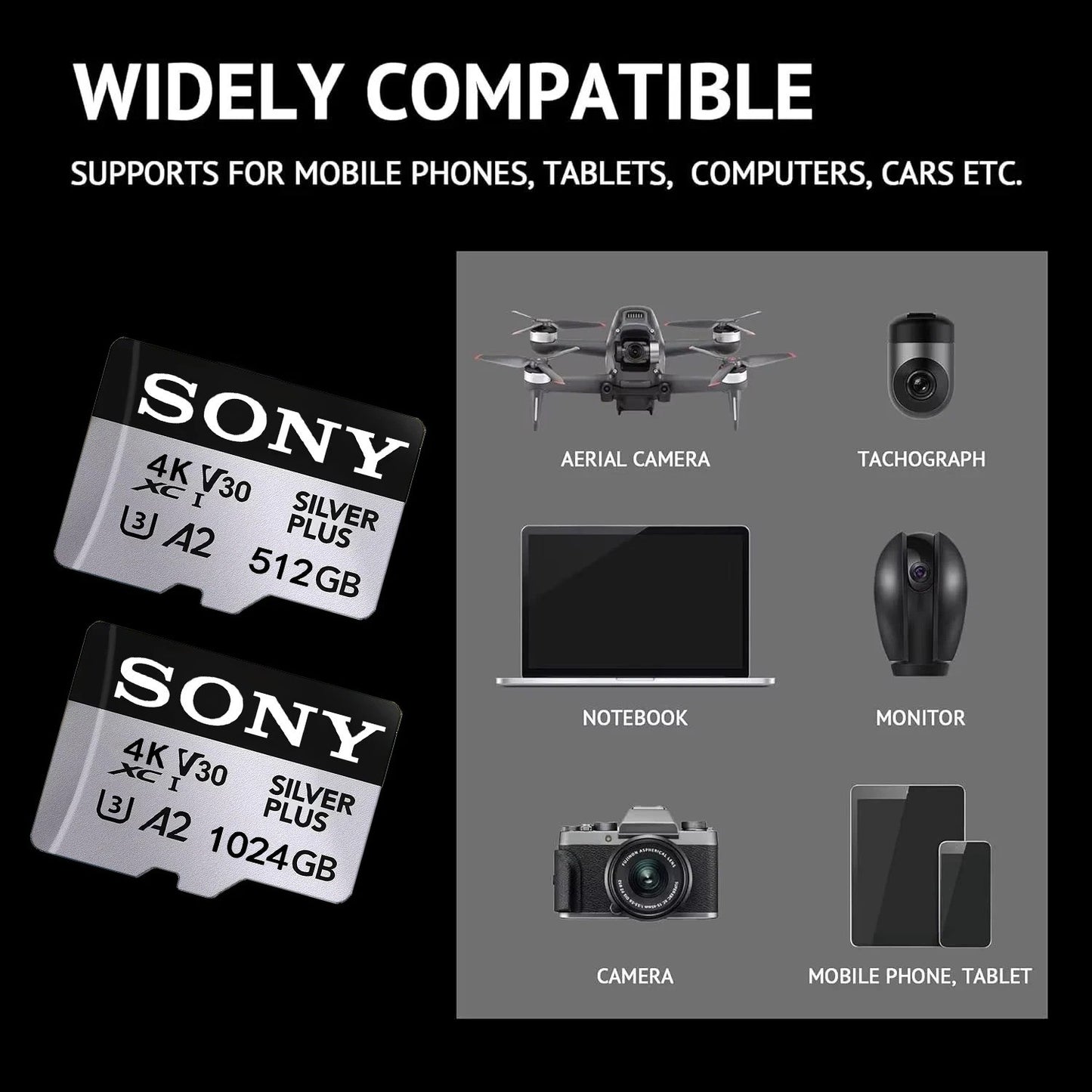SONY Original Micro SD Card 512GB Memory Card UP TO 100MB/s C10 U3 Flash Memory Card Micro Tarjeta SD Free Adapter