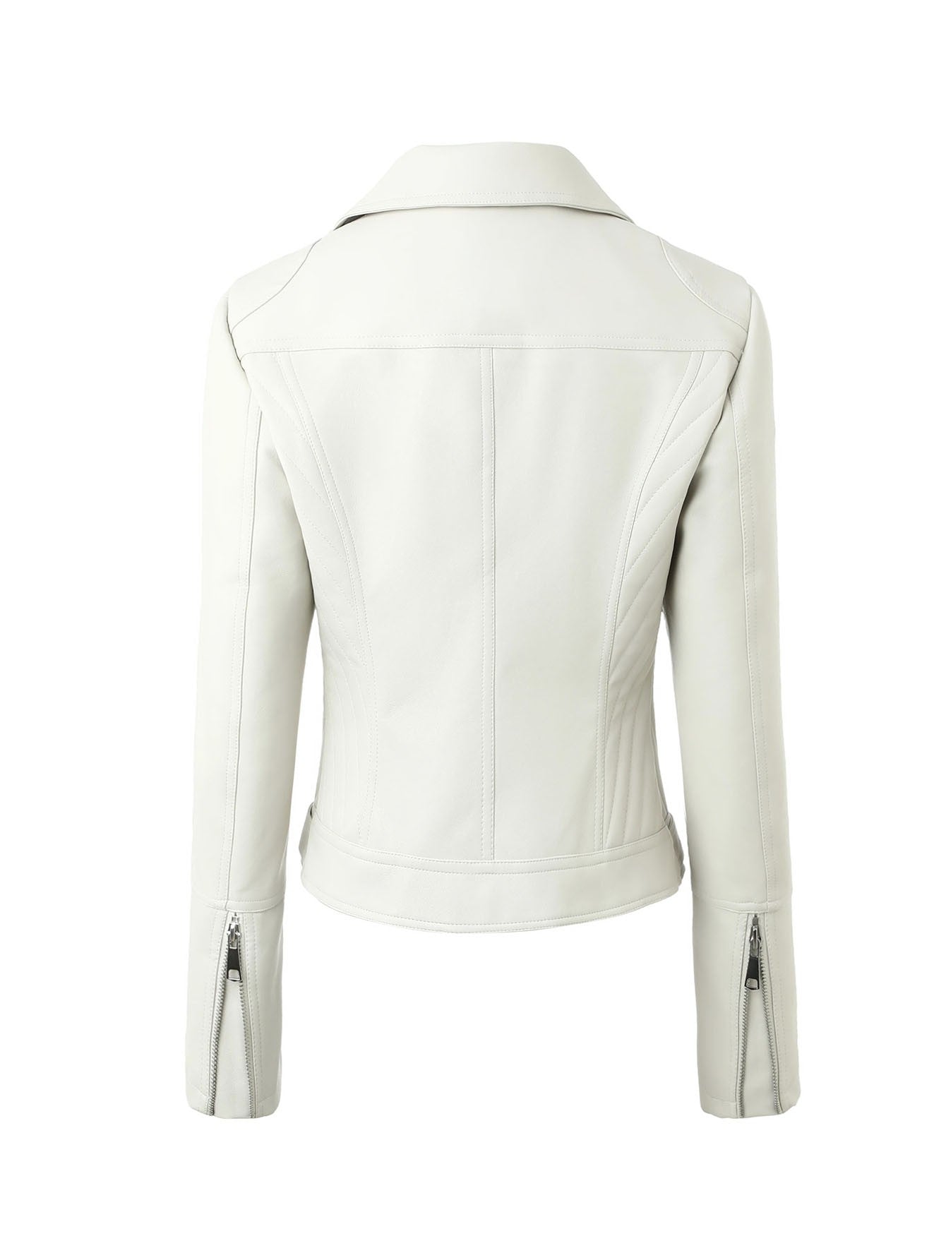 ? Biker Style Pu Leather Jacket for Women - Vegan Faux Motorcycle Jacket with Zipper & Buttons (Black/White/Red/Green)