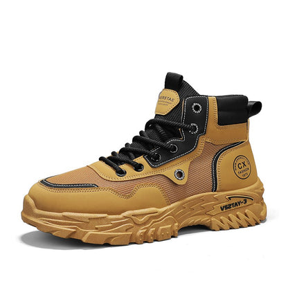 Botas de trabalho masculinas de inverno com cadarço, sapatos masculinos quentes de segurança, plataforma, tamanho 44, promoção, designer, antiderrapante, moda