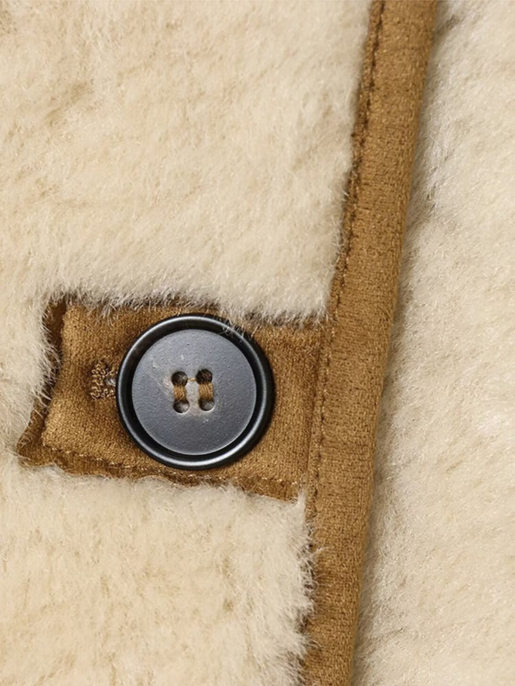 Suede Plush Both Sides Women's Coat Jacket Single Breasted Stand-Up Collar Pockets Female Jackets Autumn Loose Solid Coat Ladies