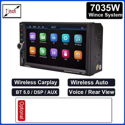 ESSGOO Rádio Automotivo 7 Polegadas 2 Din Carplay Android Auto Universal Multimídia Automotiva Autorrádio DSP Tela Sensível ao Toque HD FM Bluetooth